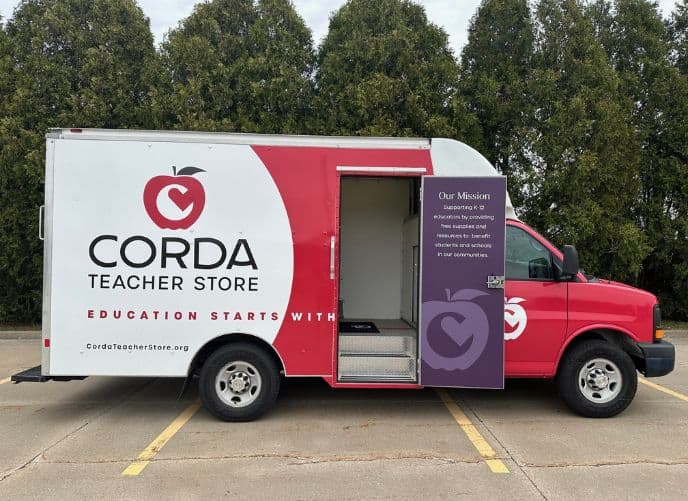 Passenger side of the Corda Teacher Store Mobile Truck