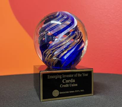 Greater Iowa City Inc. Emerging Investor of the Year Award trophy